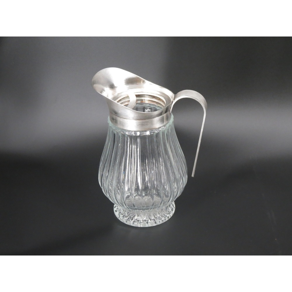 Vintage Godinger Crystal and Silverplate Beverage Pitcher Italian Elegant Glass
